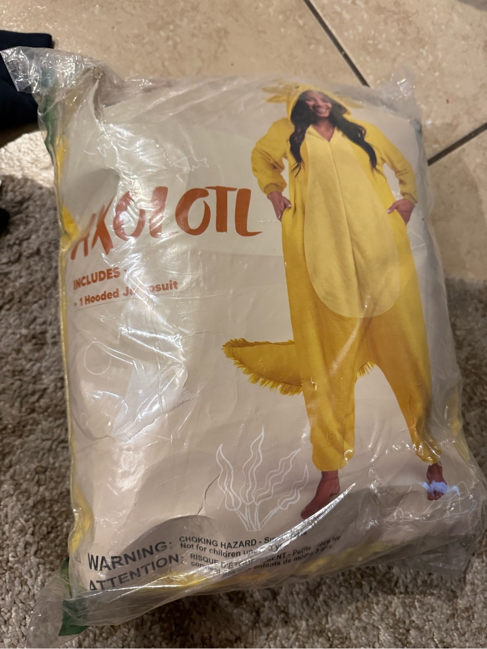 Spooktacular Creations Halloween Axolotl Costume, size adult large new yellow